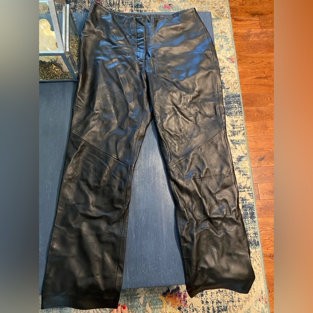 Finity Genuine Leather Trousers in Black